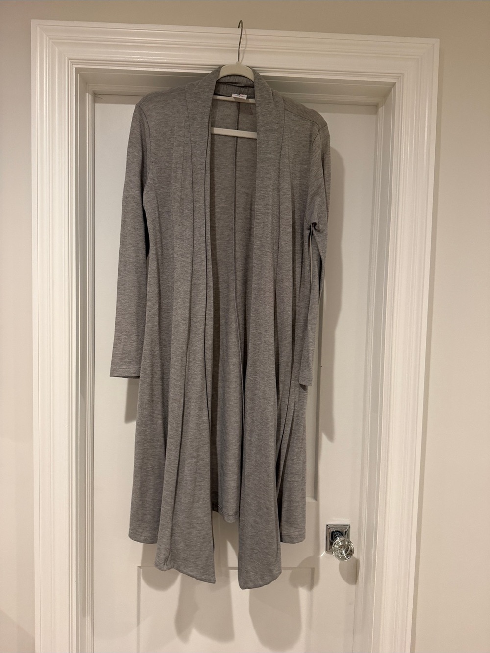 Rags and Couture Light Gray Long Open-Front Cardigan